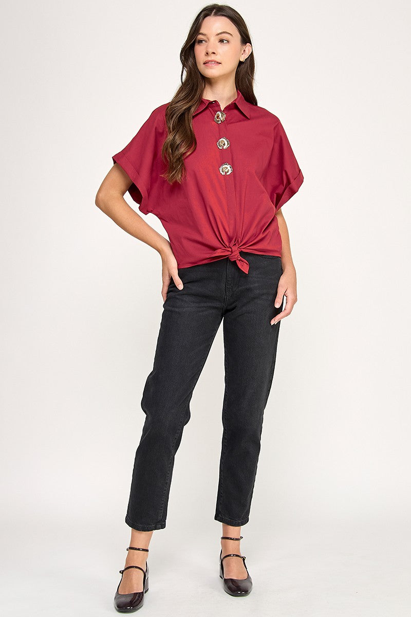 CAMISA VINO CON APLICACIONES