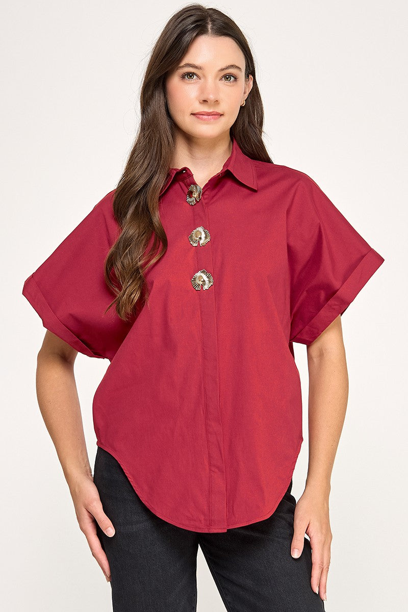 CAMISA VINO CON APLICACIONES