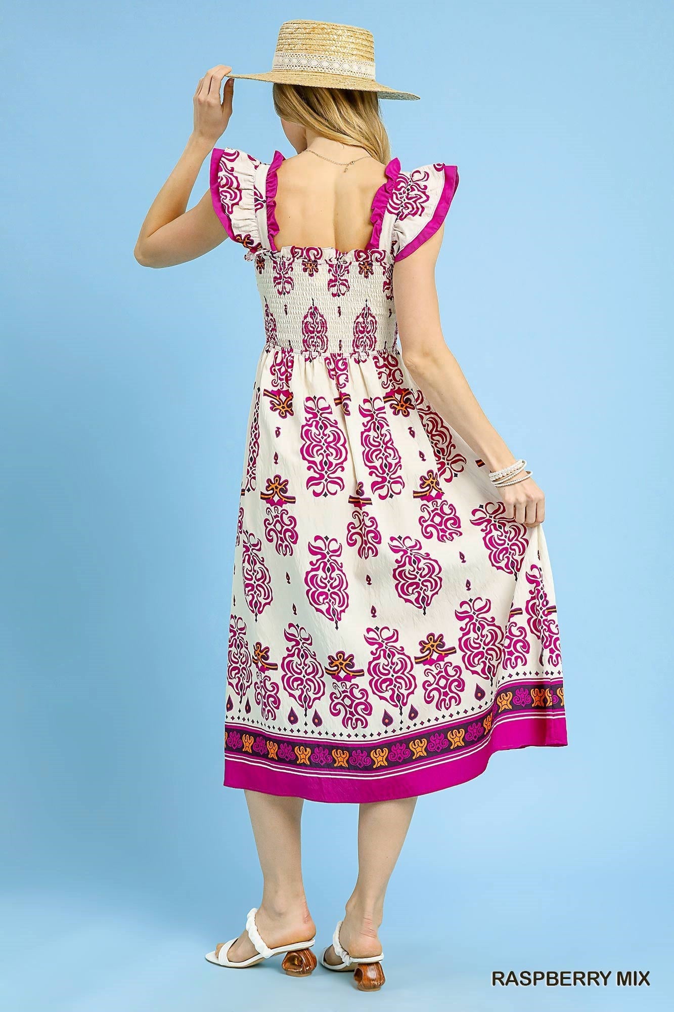 VESTIDO MIDI TIRANTES MAGENTA