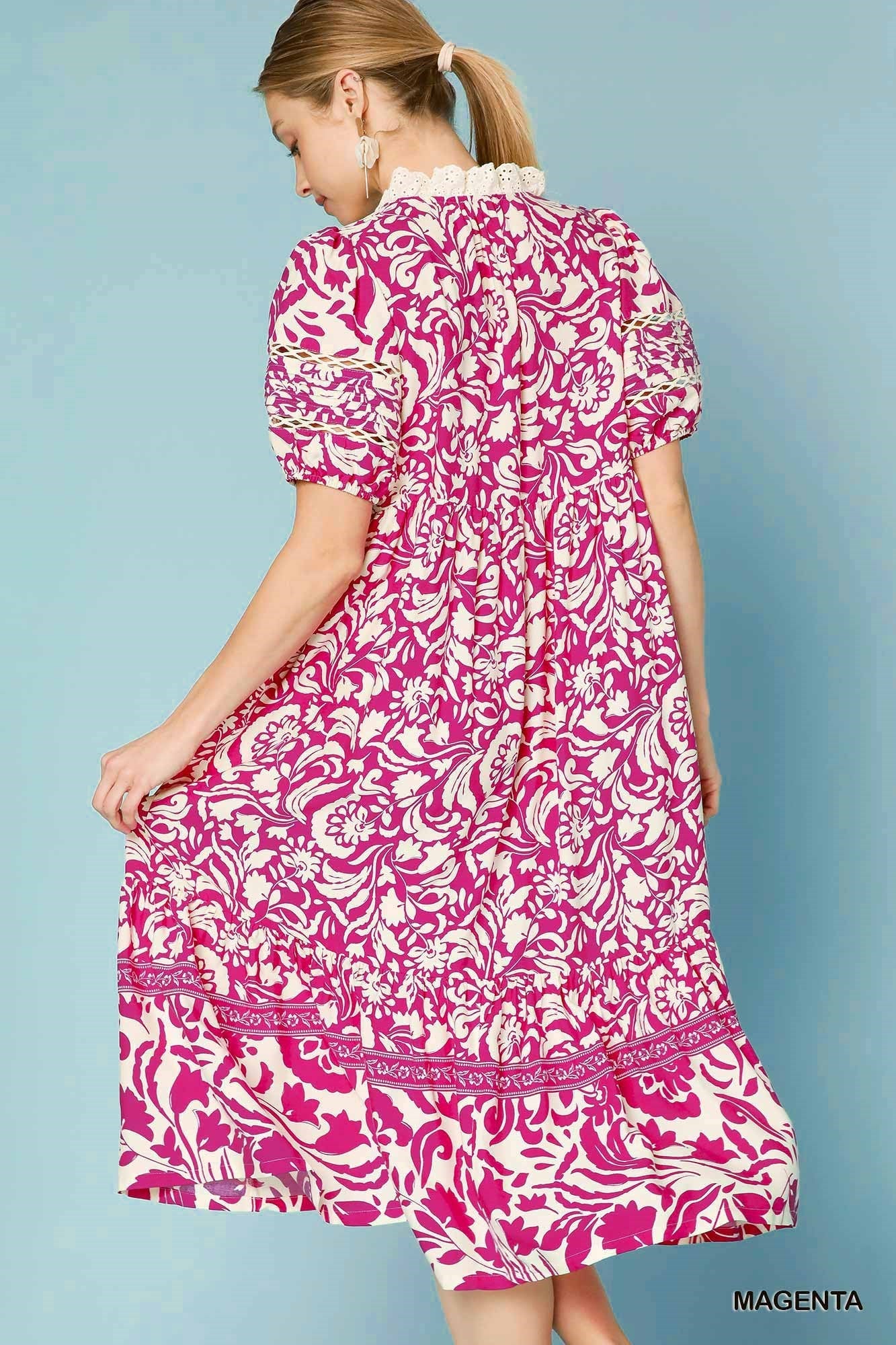 VESTIDO BOHEMIO MIDI MAGENTA