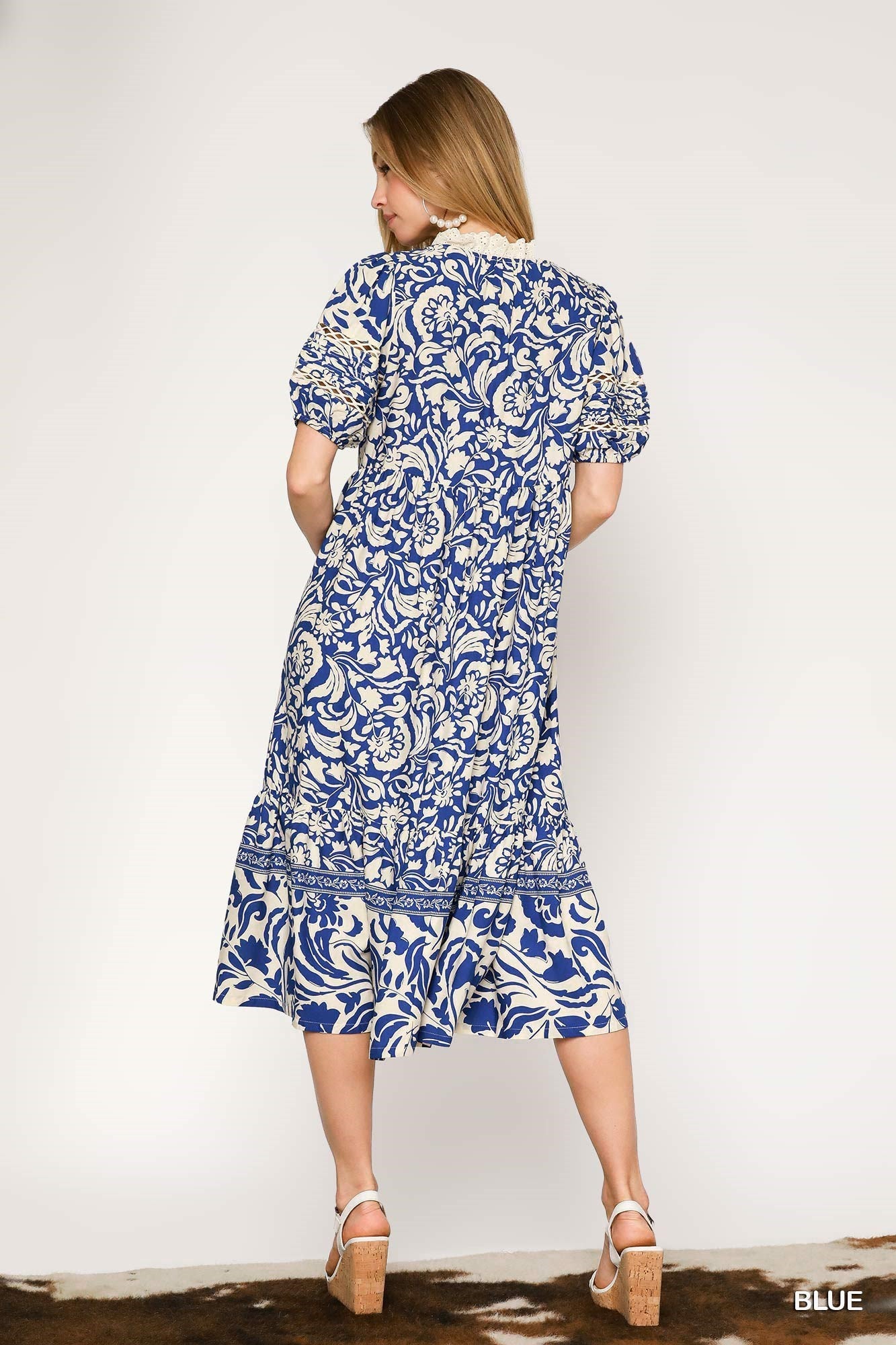 VESTIDO BOHEMIO MIDI AZUL