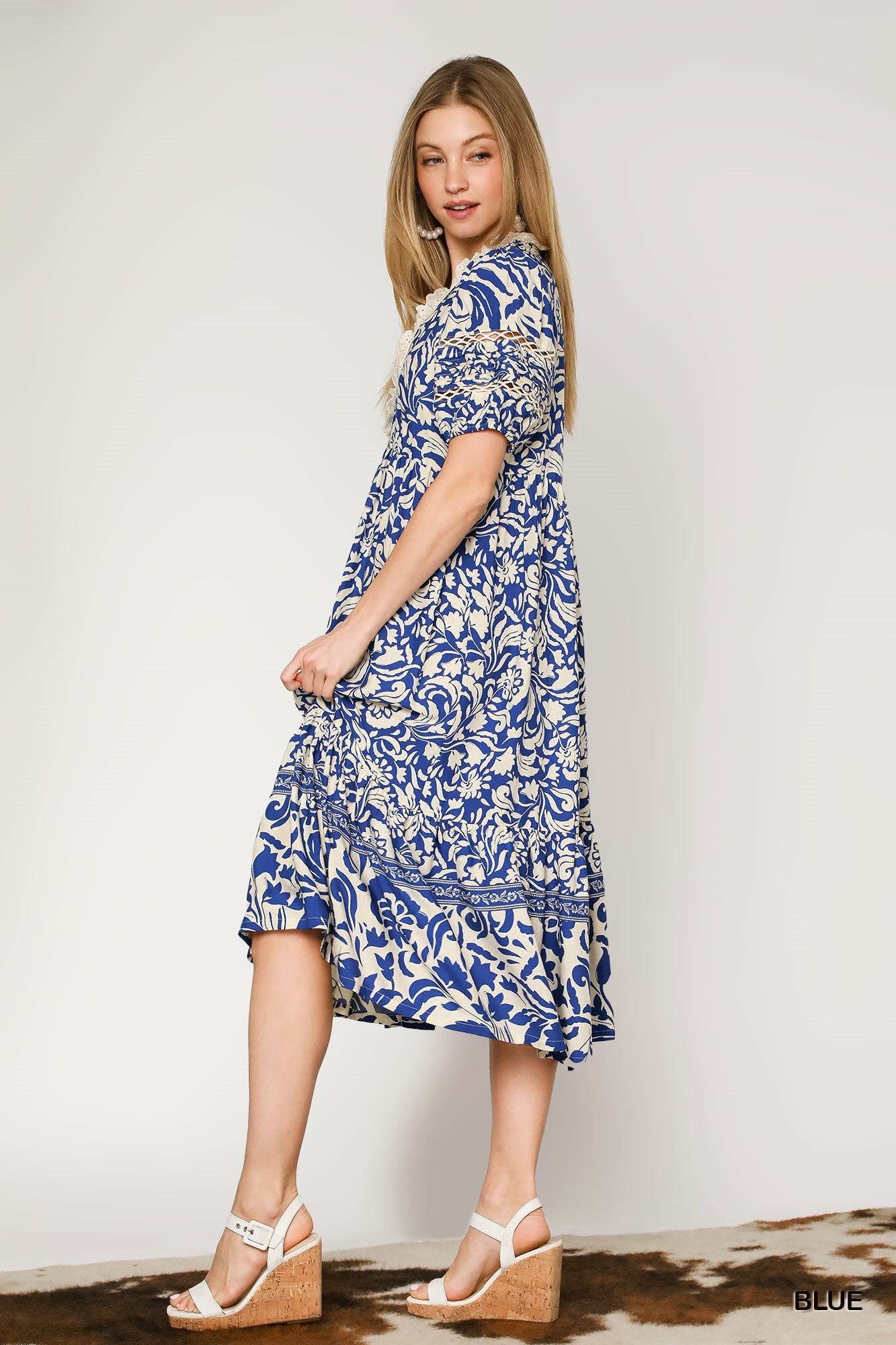 VESTIDO BOHEMIO MIDI AZUL