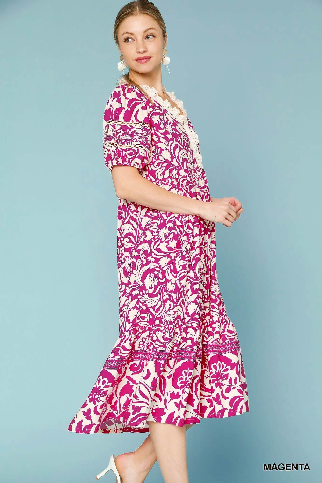 VESTIDO BOHEMIO MIDI MAGENTA