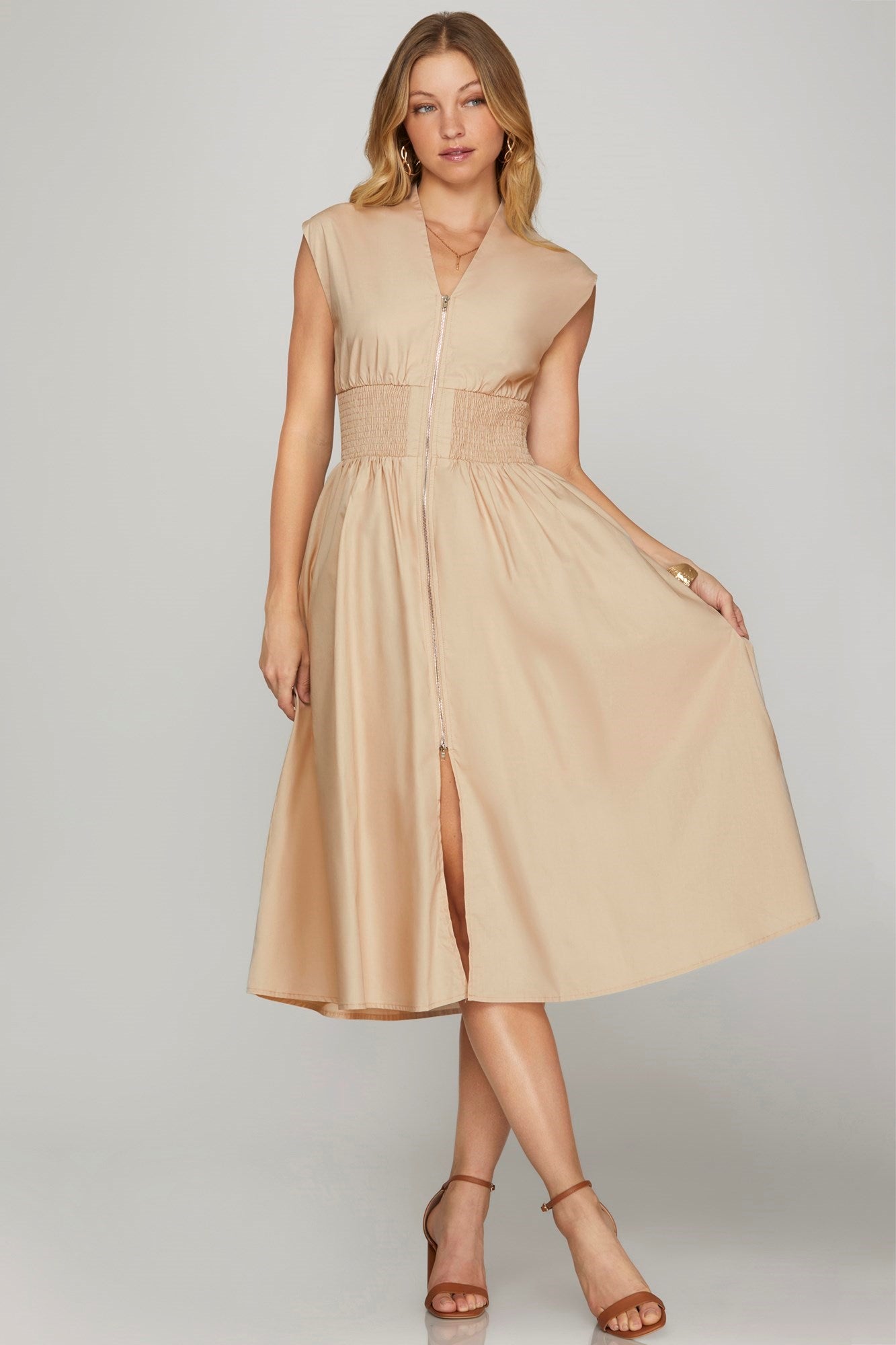 VESTIDO MIDI BEIGE
