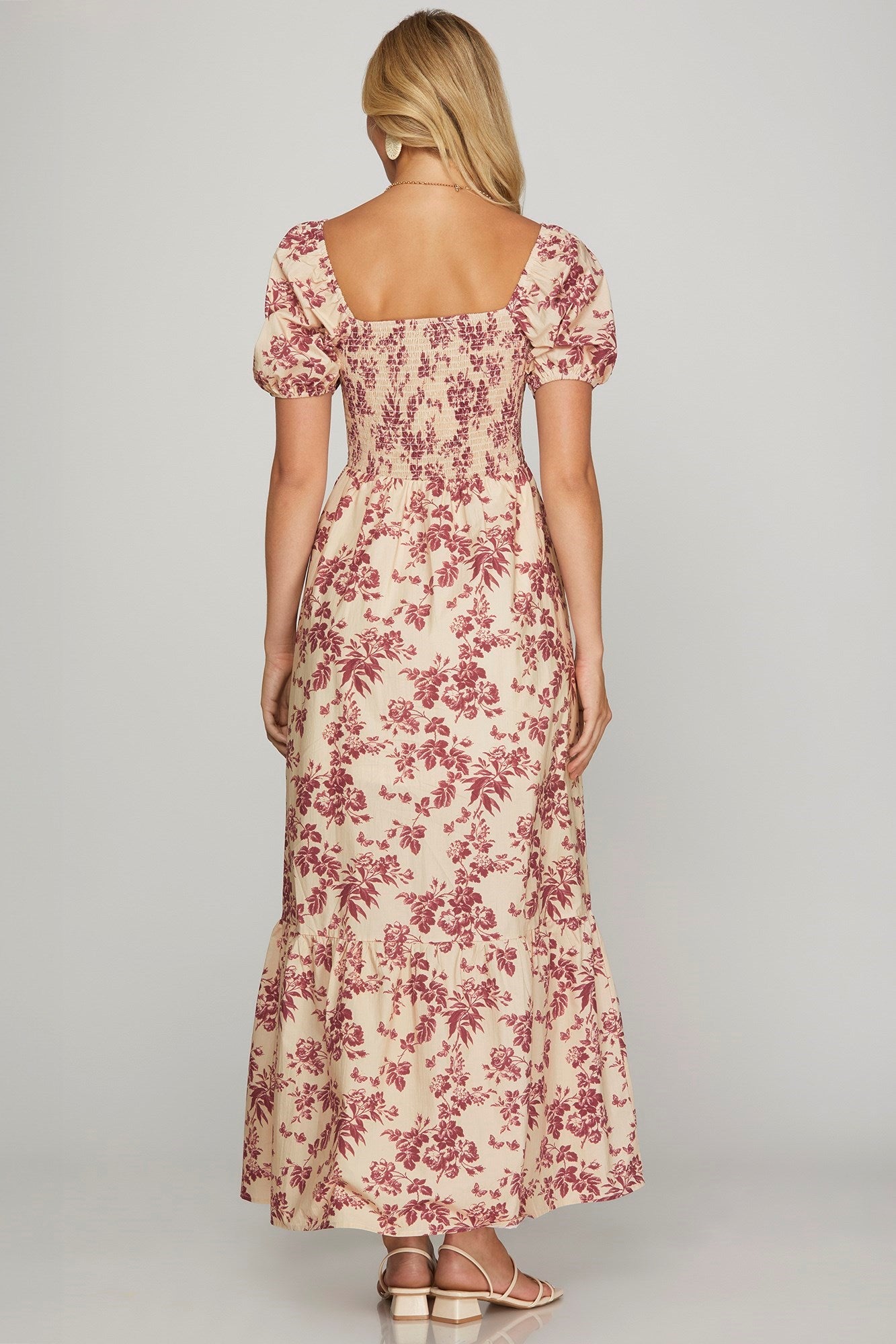 VESTIDO LARGO ESTAMPADO VINO