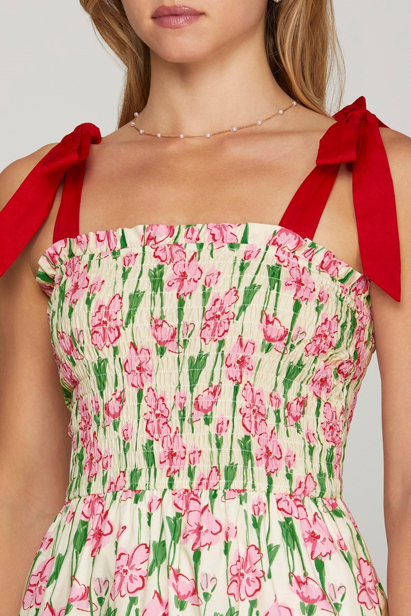 VESTIDO MIDI TIRANTES ROJOS