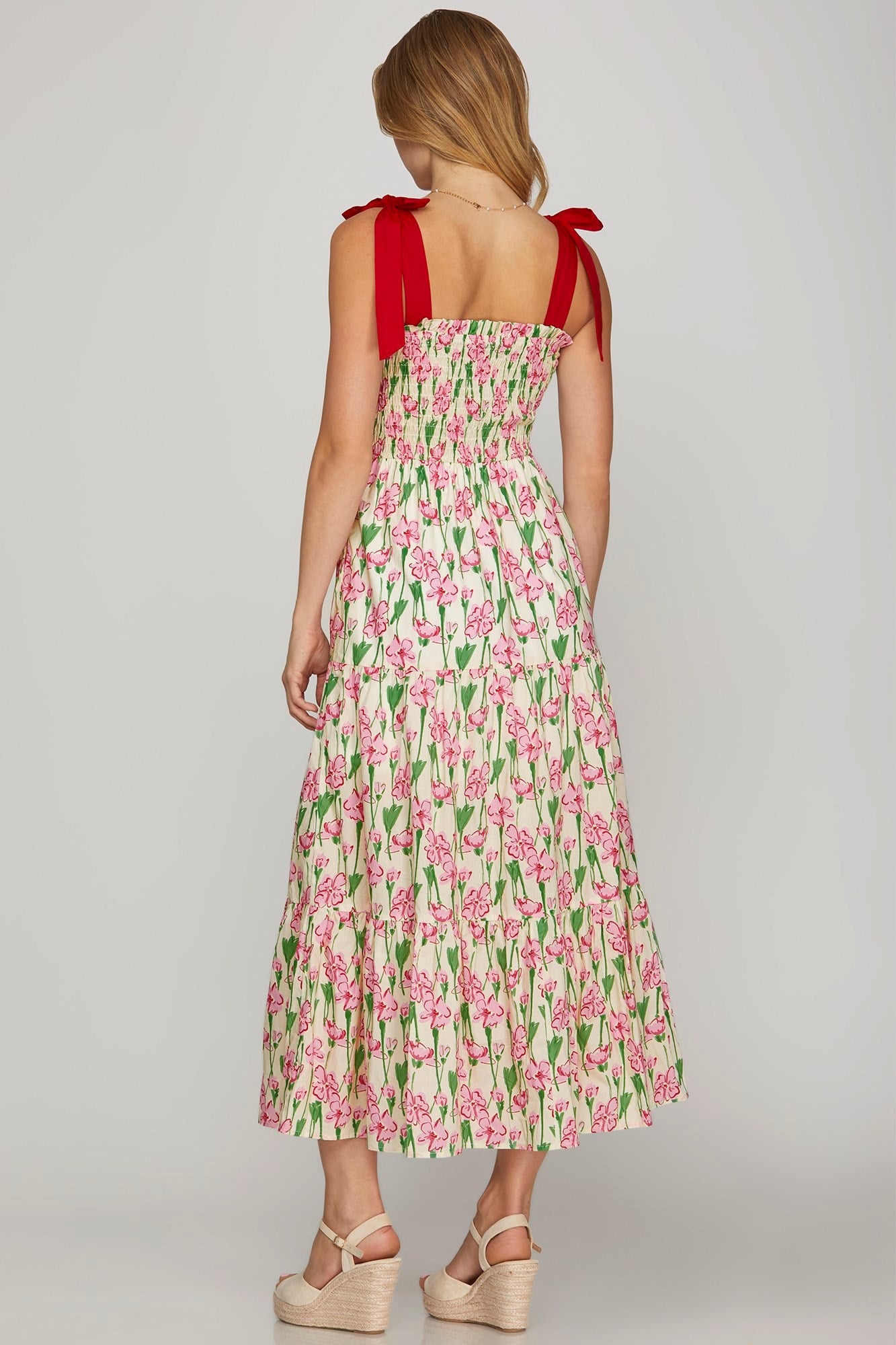 VESTIDO MIDI TIRANTES ROJOS