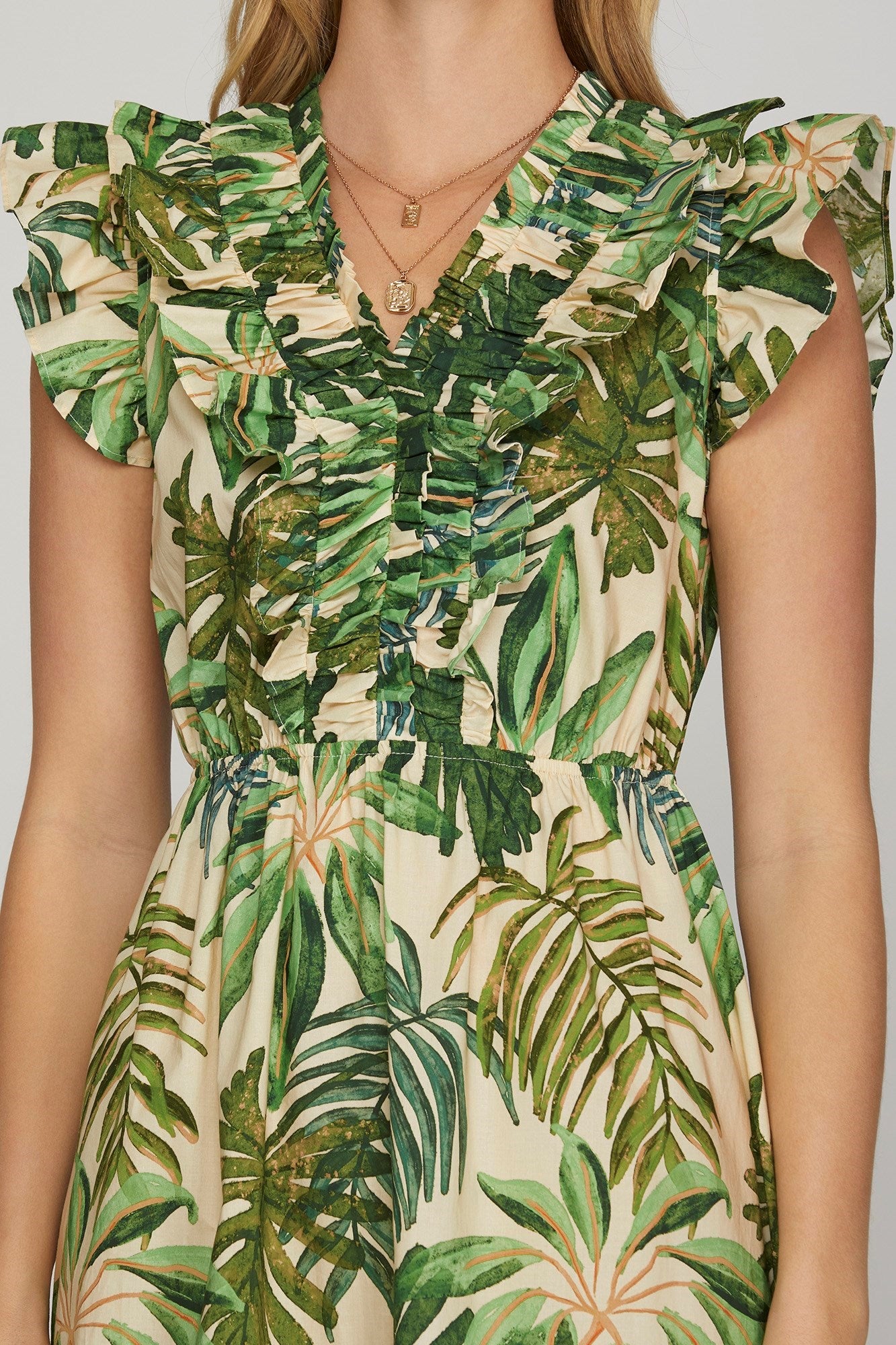 VESTIDO HOJAS VERDE LARGO