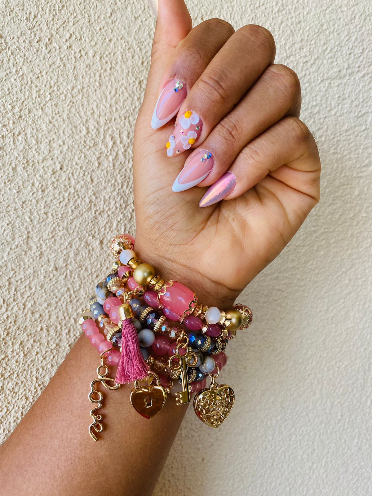 JUEGO DE PULSERAS LOVE ROSA
