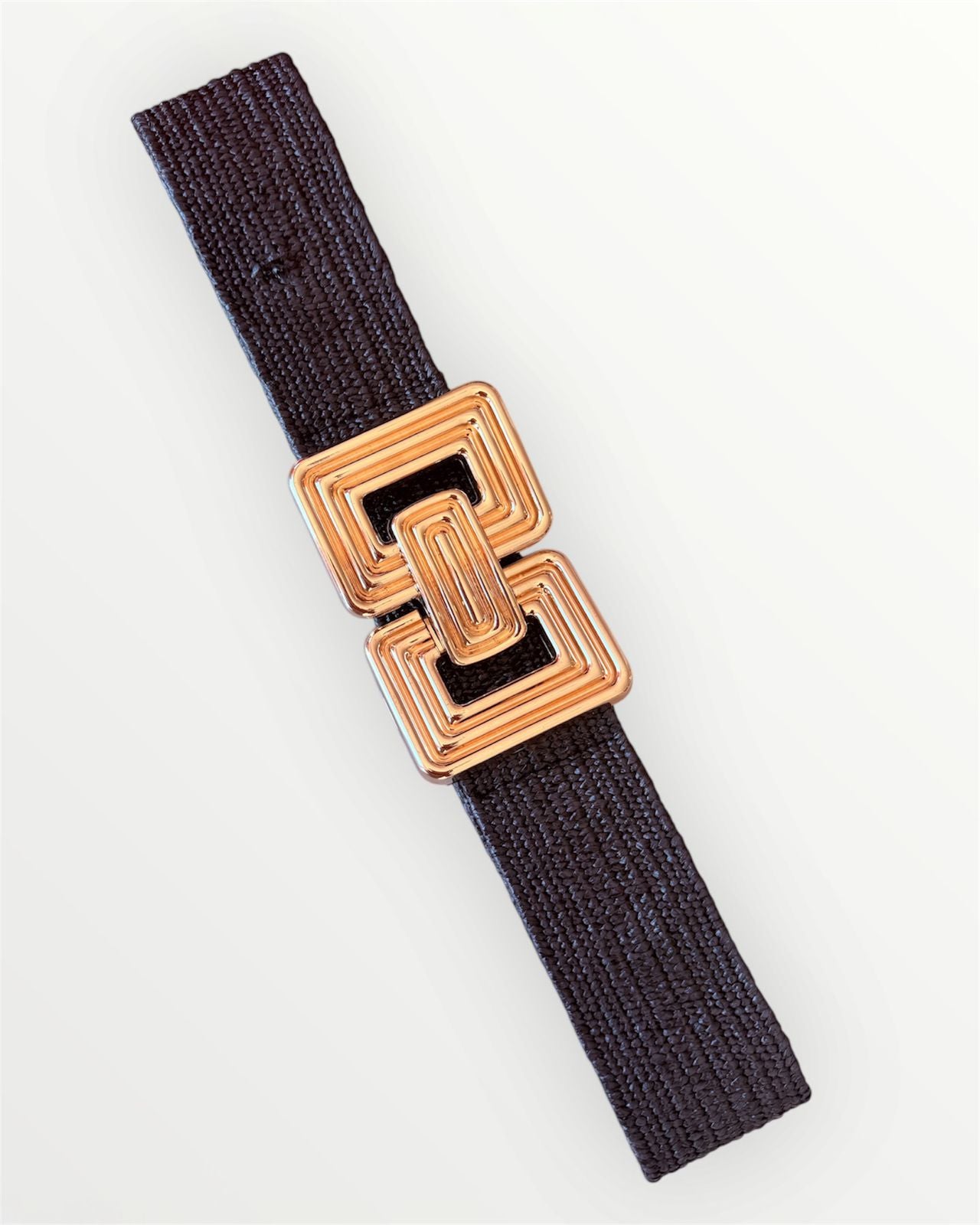 CINTURÓN ELÁSTICO NEGRO RECTANGULAR