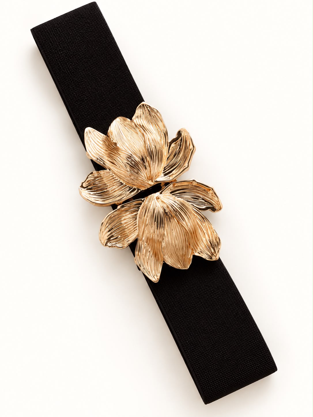 CINTURÓN NEGRO FLORES DORADAS