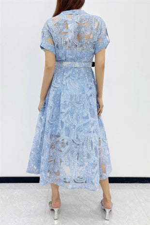 VESTIDO MIDI AZUL PERLAS