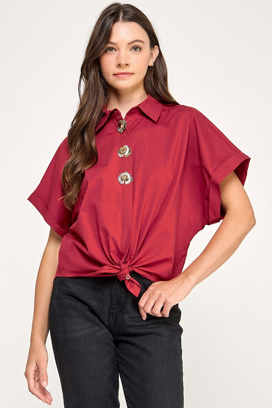 CAMISA VINO CON APLICACIONES