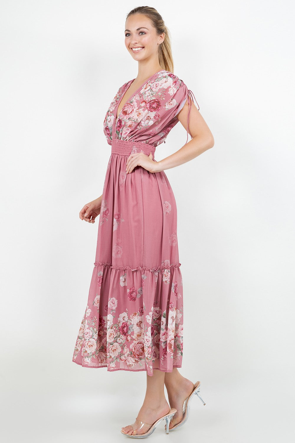 VESTIDO ROSA ESCOTE