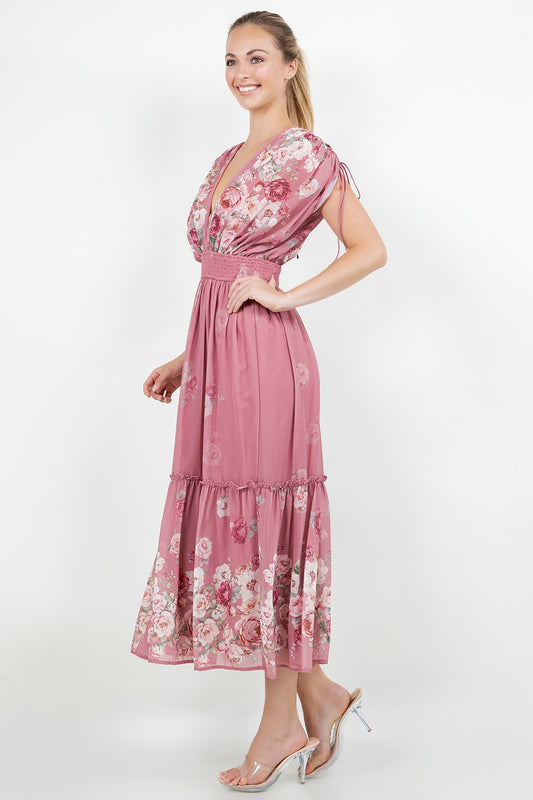 VESTIDO ROSA ESCOTE