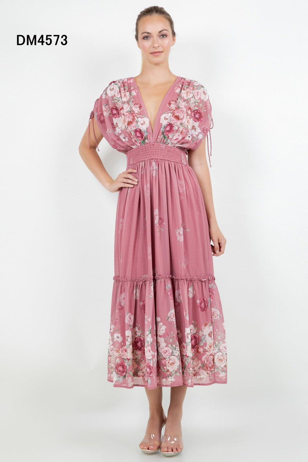 VESTIDO ROSA ESCOTE