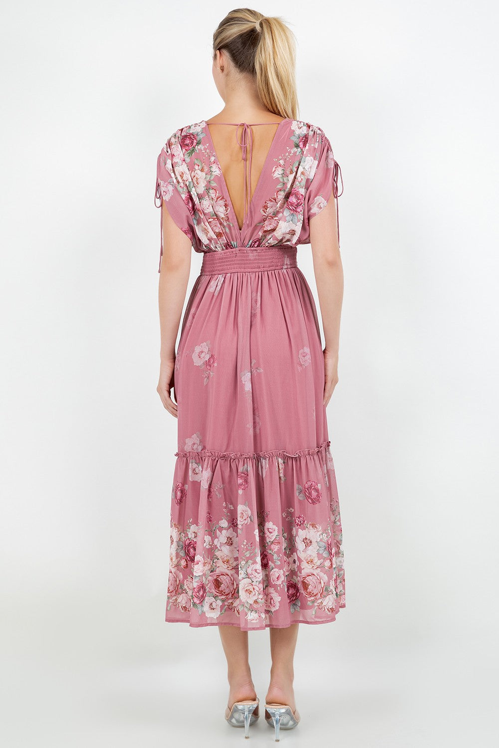 VESTIDO ROSA ESCOTE