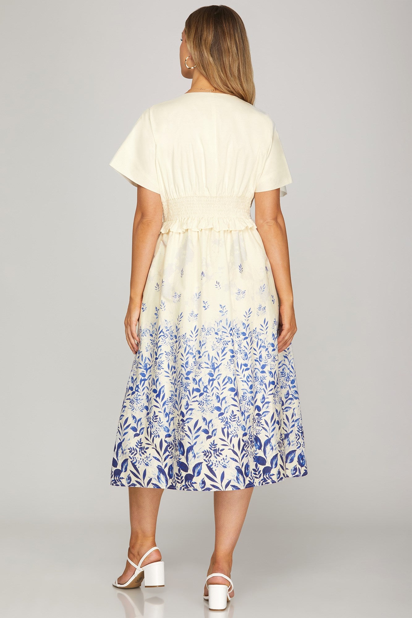 VESTIDO MIDI BEIGE / AZUL