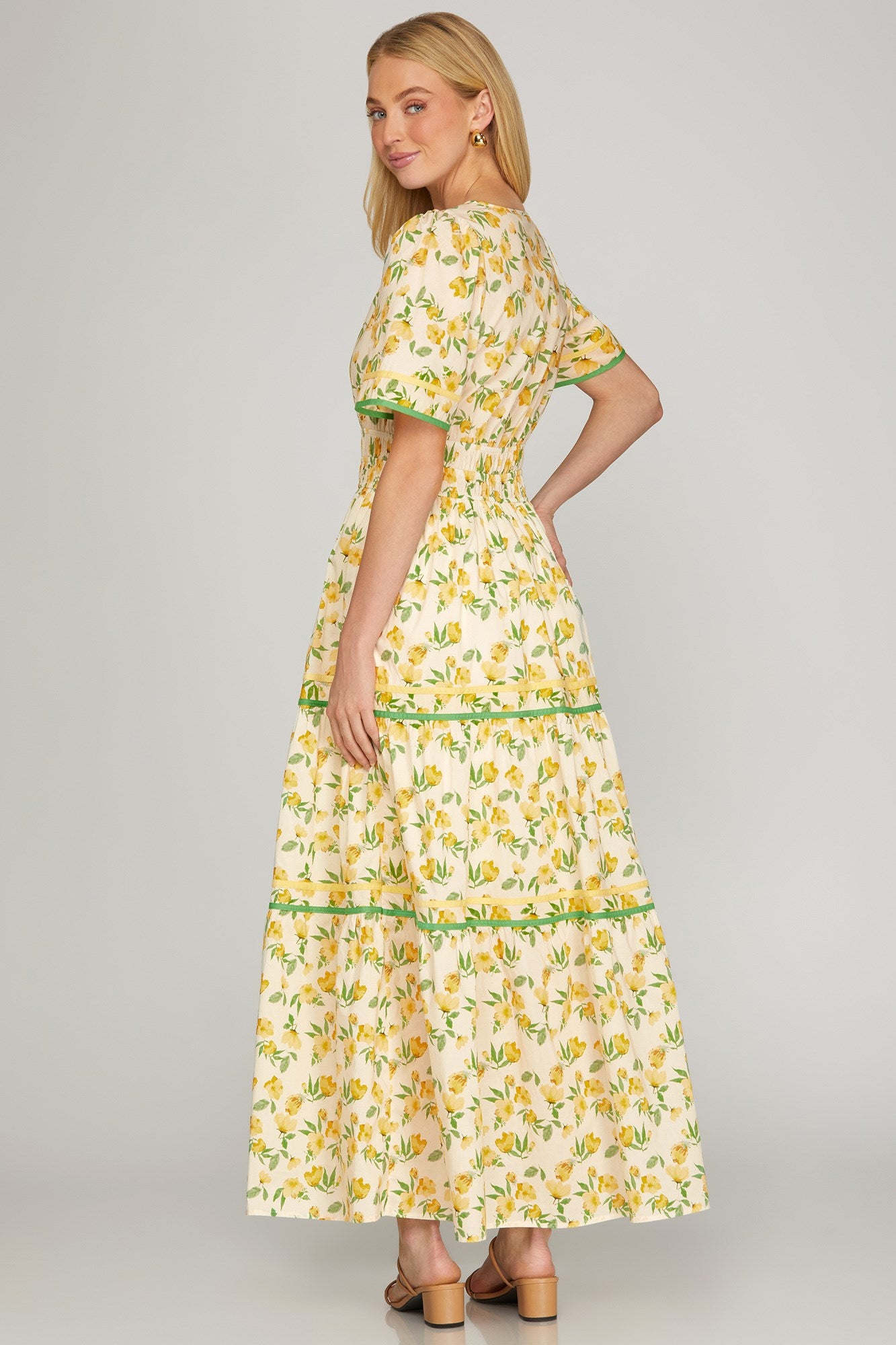 VESTIDO MAXI FLORES AMARILLAS