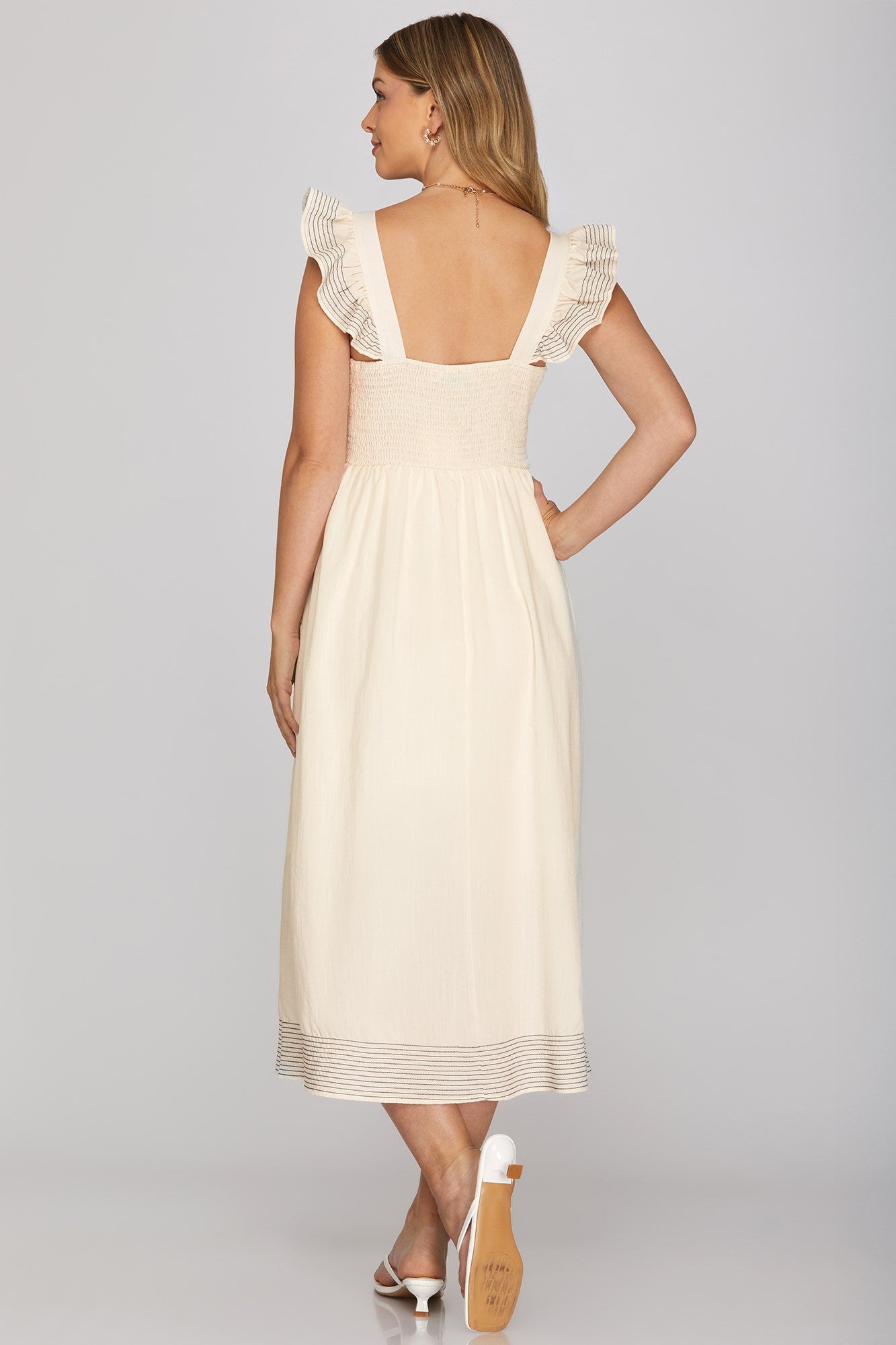 VESTIDO MIDI CREMA