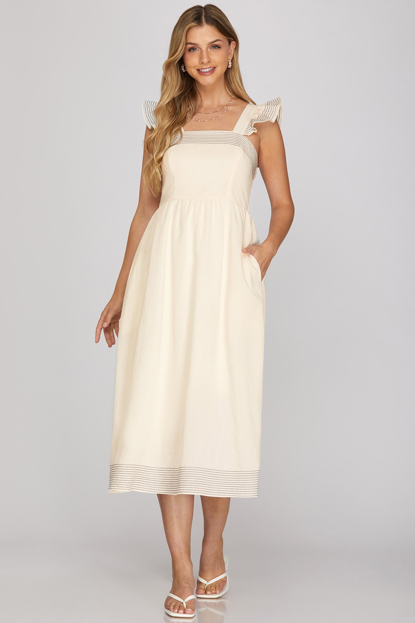 VESTIDO MIDI CREMA