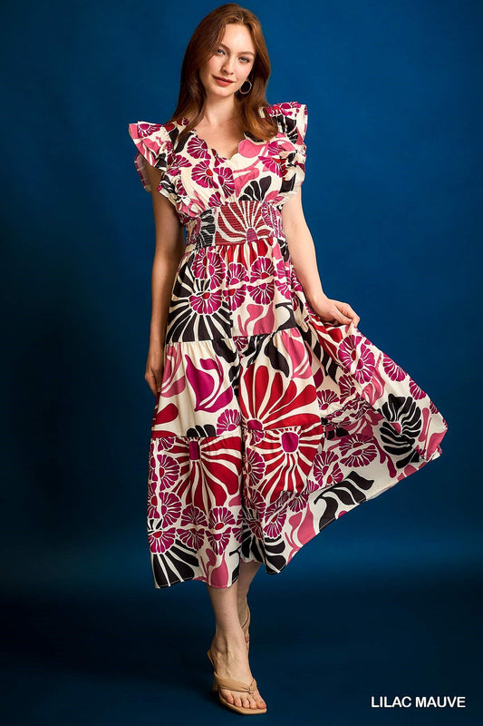 VESTIDO MIDI ROSA/NEGRO