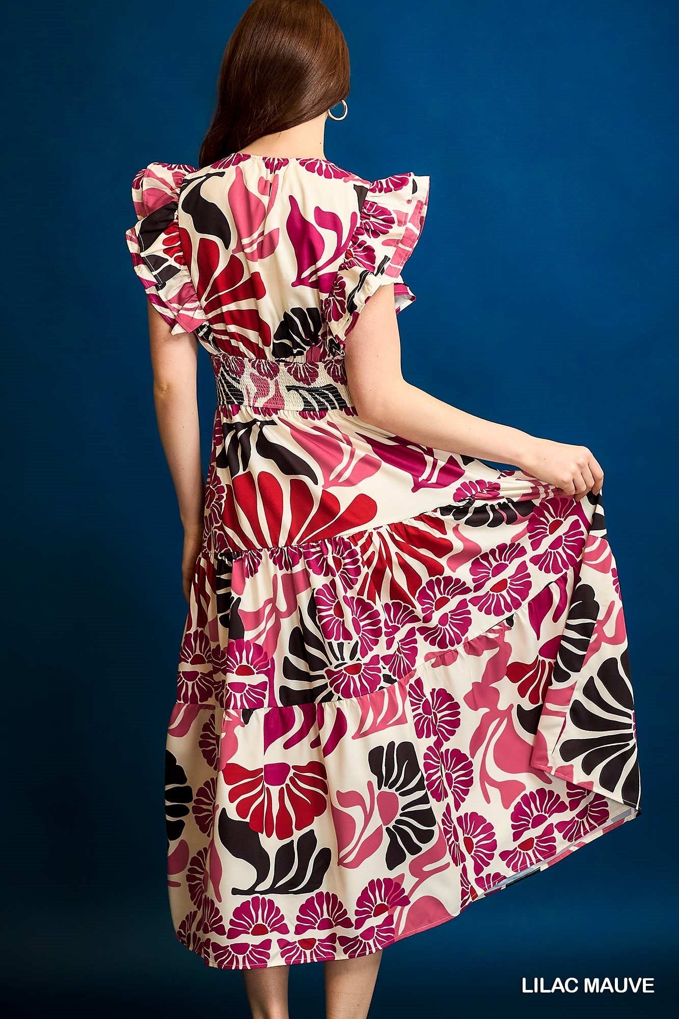 VESTIDO MIDI ROSA/NEGRO