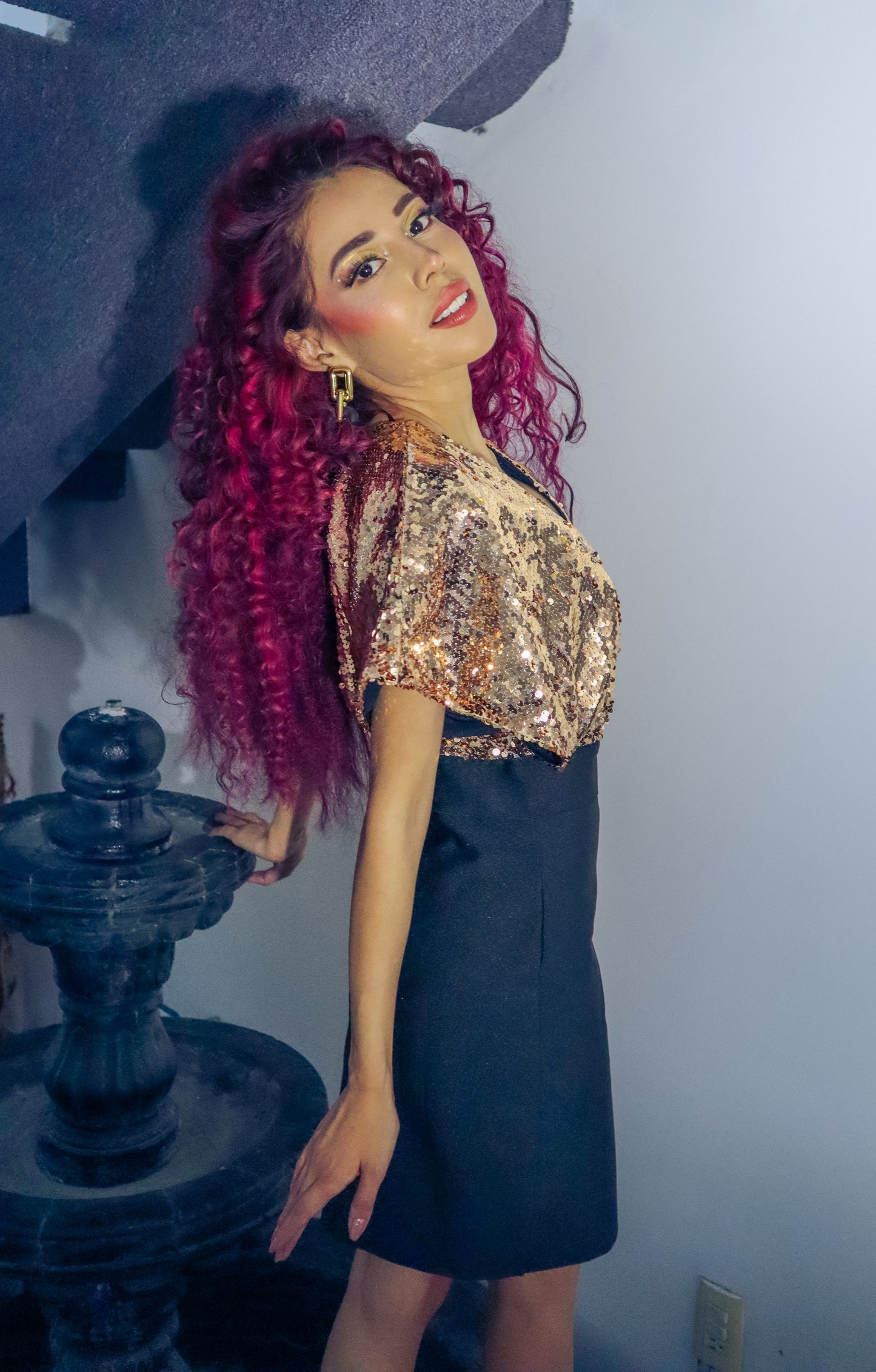 VESTIDO NEGRO/DORADO