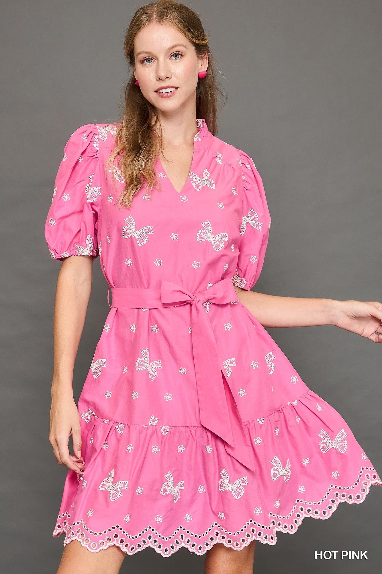 VESTIDO MOÑOS CORTO COLOR ROSA