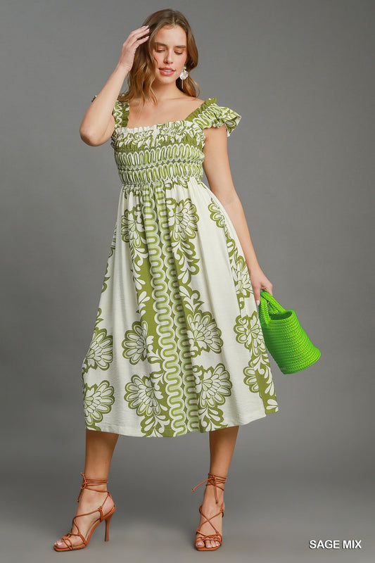 VESTIDO MIDI TIRANTES VERDES