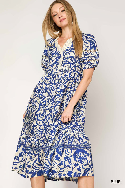 VESTIDO BOHEMIO MIDI AZUL