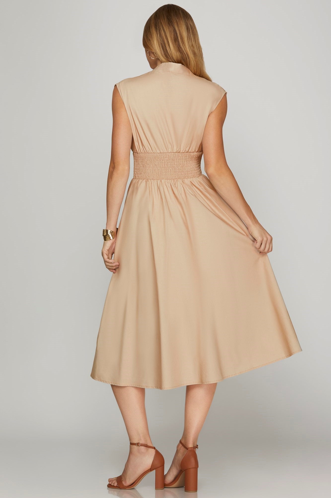 VESTIDO MIDI BEIGE