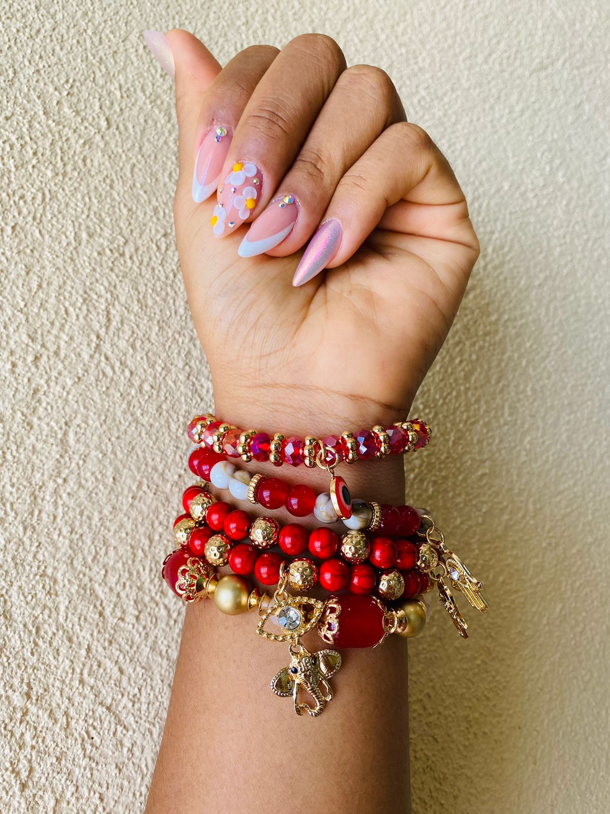 JUEGO DE PULSERAS OJO TURCO ROJO