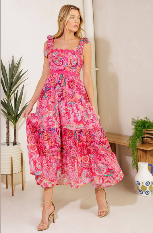 VESTIDO MIDI ROSA