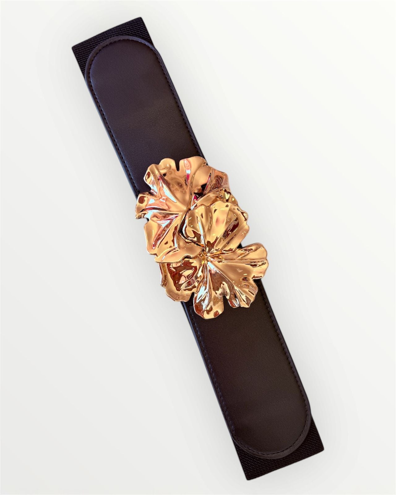 CINTURÓN ELÁSTICO NEGRO FLOR