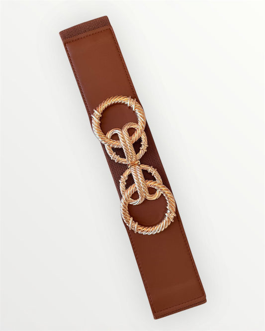 CINTURÓN ELÁSTICO CAFÉ CÍRCULOS