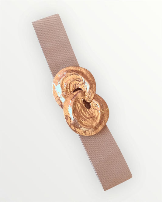 CINTURÓN ELÁSTICO BEIGE CÍRCULOS